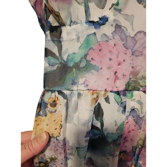 Forever21 M White Floral Watercolor Semisheer Maxi FairyCore Coquette Romantic - Picture 3 of 8